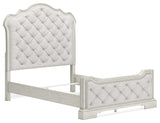 Arlendyne Queen Upholstered Bed with Mirrored Dresser and Chest in Antique White from Ashley - Luna Furniture