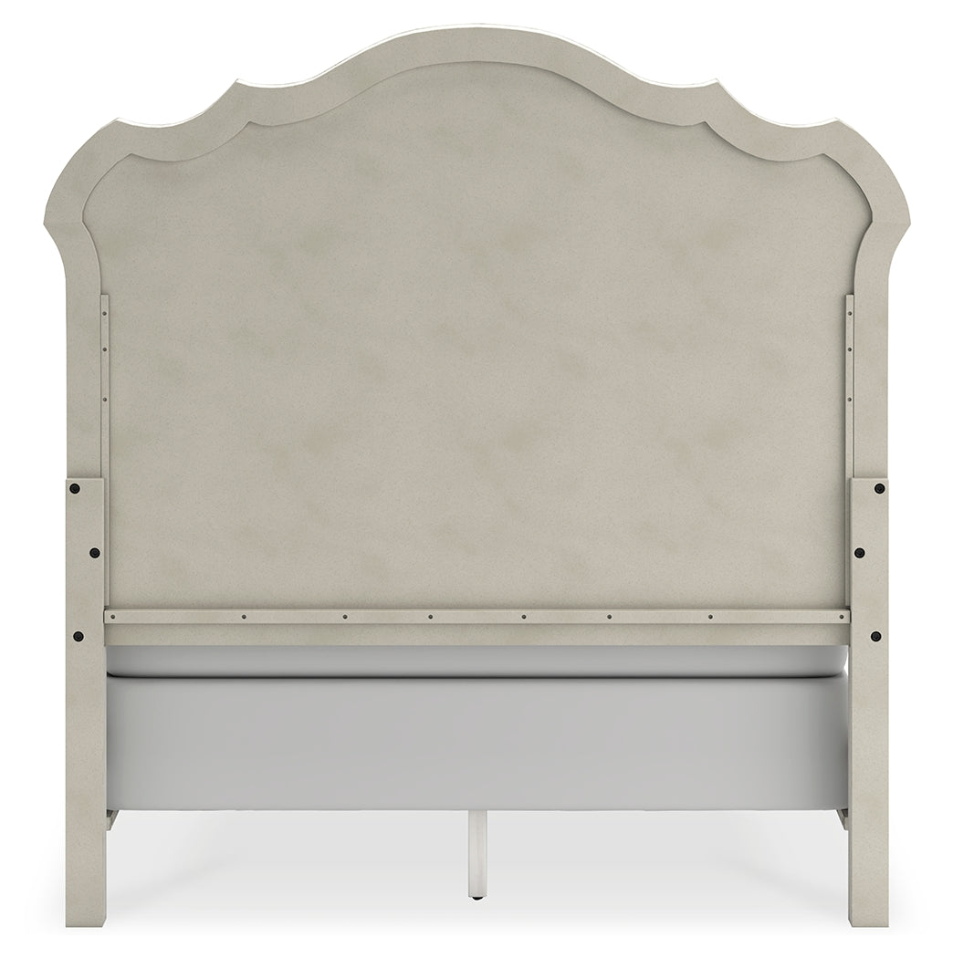 Arlendyne Queen Upholstered Bed with Mirrored Dresser and Chest in Antique White from Ashley - Luna Furniture