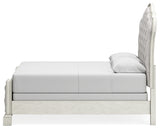 Arlendyne Queen Upholstered Bed with Mirrored Dresser, Chest and 2 Nightstands in Antique White from Ashley - Luna Furniture