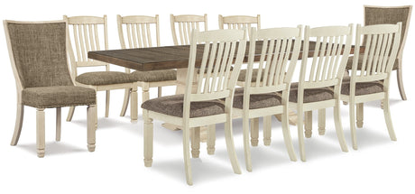 Antique White Bolanburg Dining Table and 10 Chairs - PKG013290