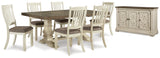 Antique White Bolanburg Dining Table and 6 Chairs with Storage - PKG013292