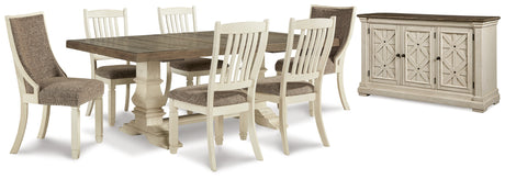 Antique White Bolanburg Dining Table and 6 Chairs with Storage - PKG013293