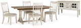 Antique White/Brown Shaybrock Dining Table and 4 Chairs with Storage - PKG019479