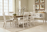 Antique White/Brown Shaybrock Dining Table and 6 Chairs - PKG019477