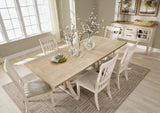 Antique White/Brown Shaybrock Dining Table and 6 Chairs with Storage - PKG019480