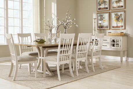 Antique White/Brown Shaybrock Dining Table and 8 Chairs - PKG019478