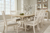 Antique White/Brown Shaybrock Dining Table and 8 Chairs with Storage - PKG019481