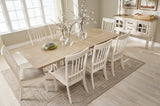 Antique White/Brown Shaybrock Dining Table and 8 Chairs with Storage - PKG019481