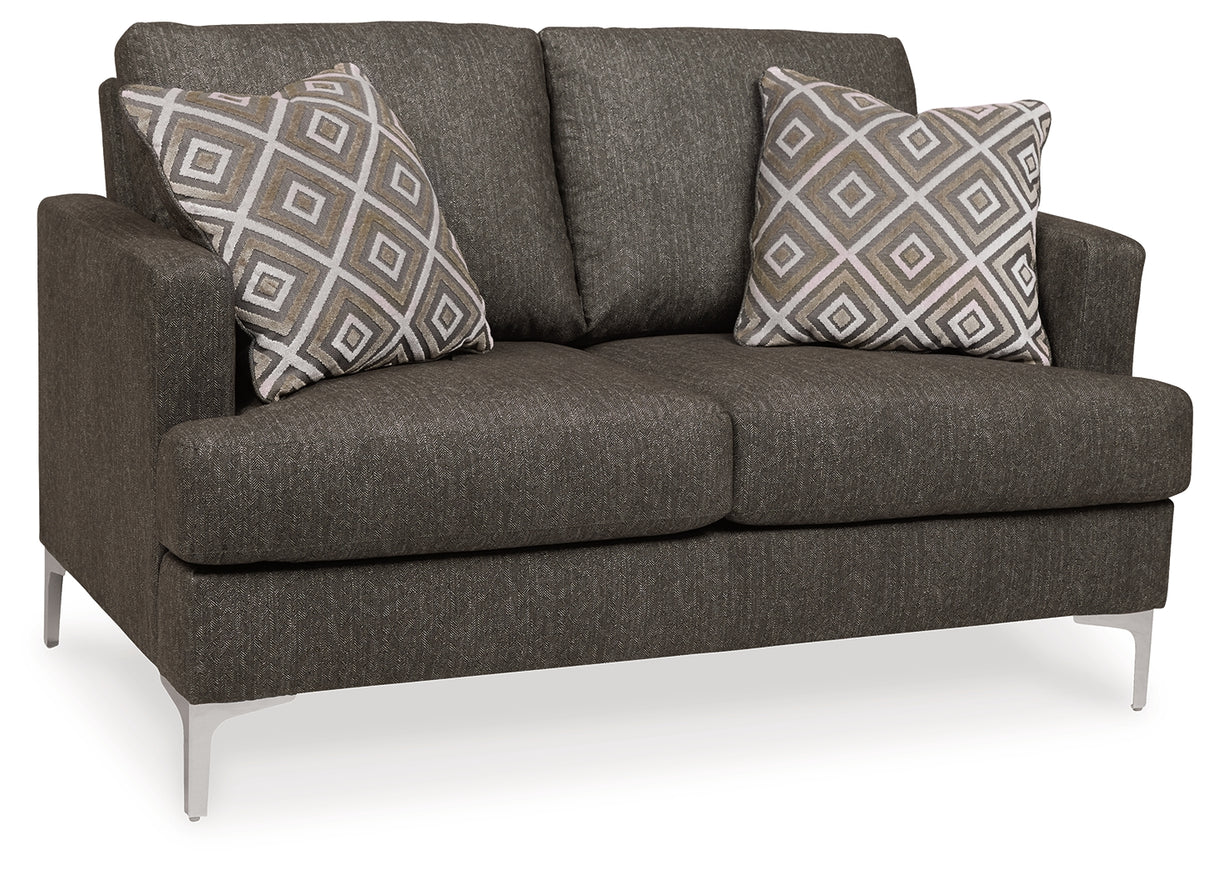 Arcola Sofa and Loveseat in Java - PKG014102