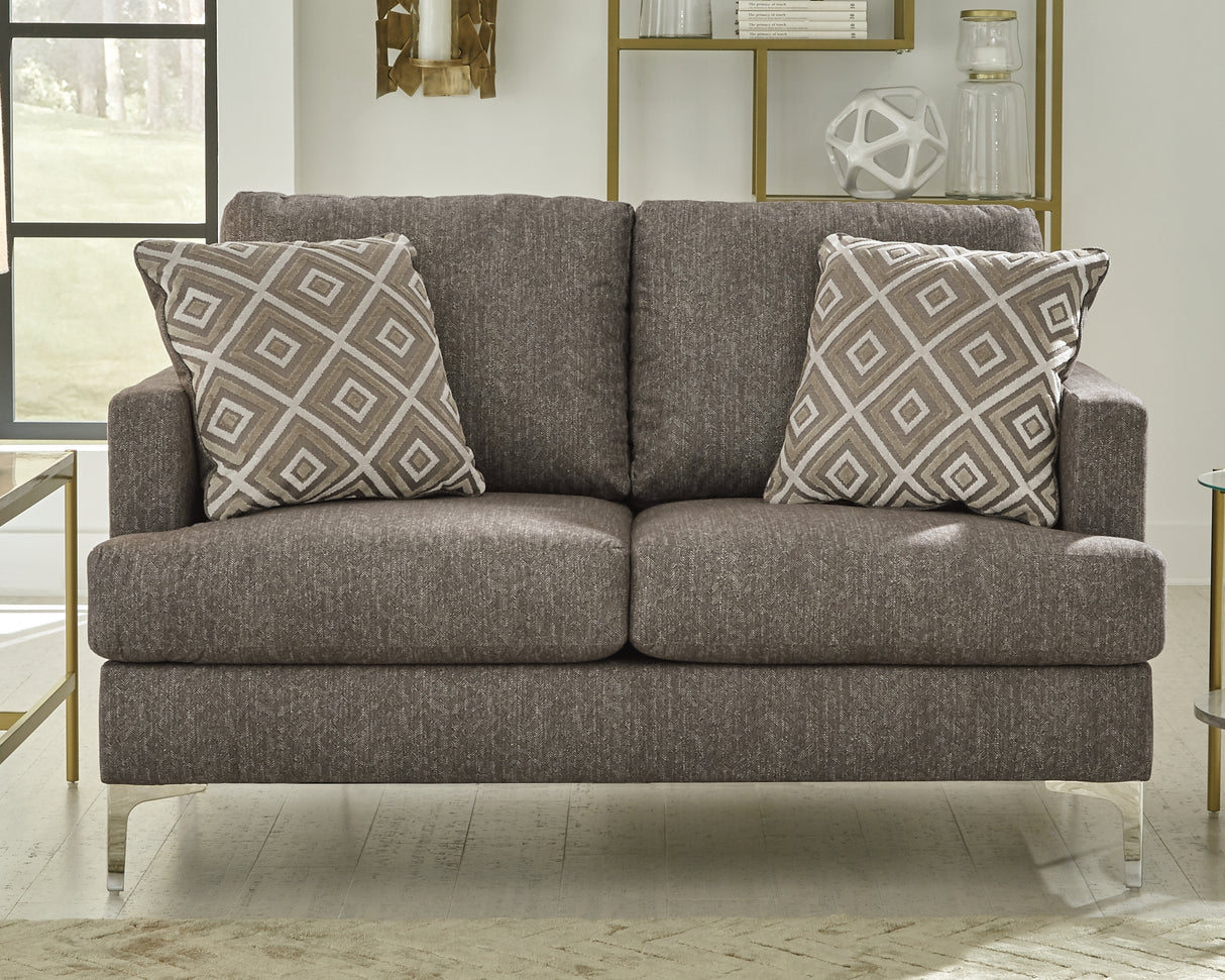 Arcola Sofa and Loveseat in Java - PKG014102