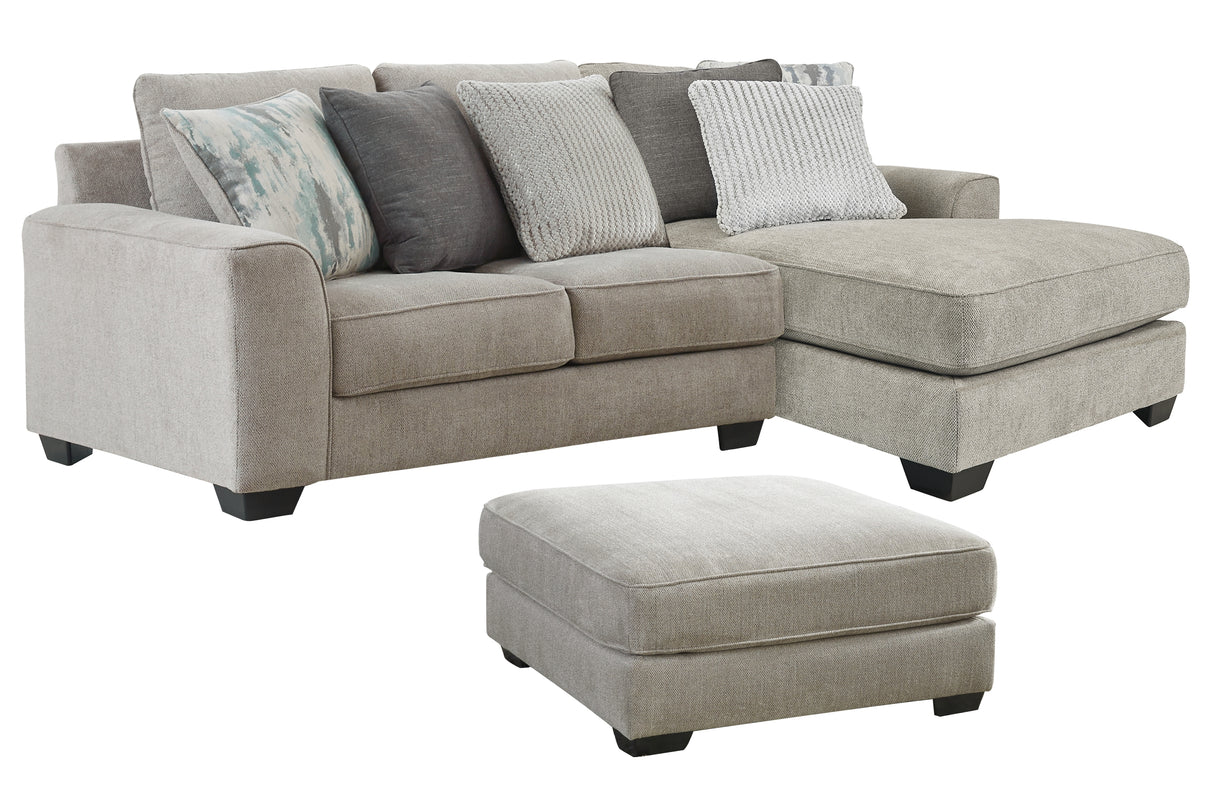 Ardsley 2-Piece Sectional with Ottoman in Pewter - PKG001224