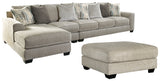 Ardsley 3-Piece Sectional with Ottoman in Pewter from Ashley - Luna Furniture