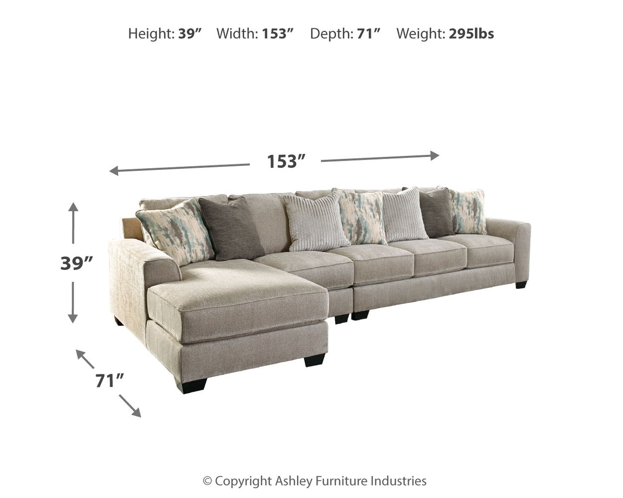 Ardsley 3-Piece Sectional with Ottoman in Pewter from Ashley - Luna Furniture