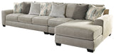 Ardsley 3-Piece Sectional with Ottoman in Pewter - PKG001217