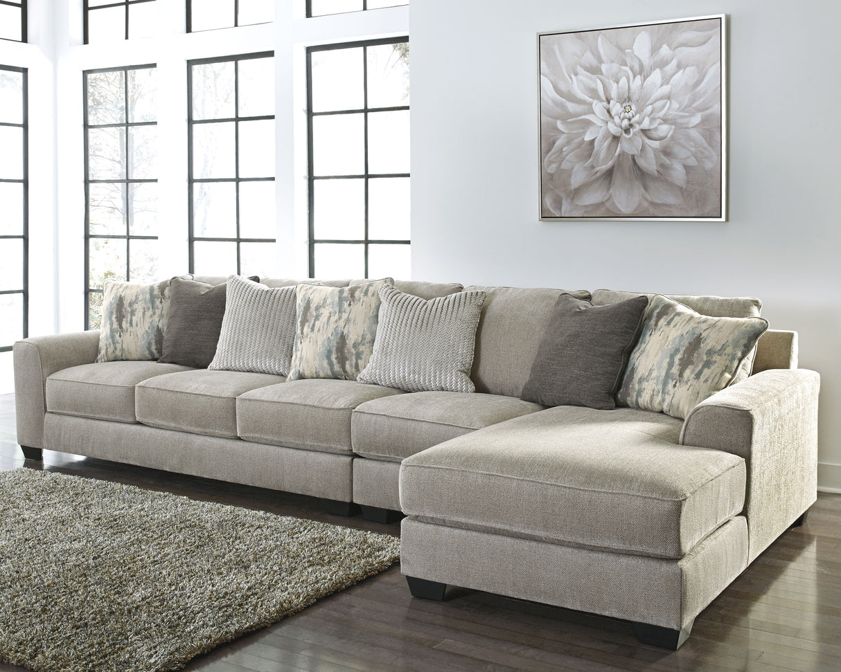 Ardsley 3-Piece Sectional with Ottoman in Pewter - PKG001217