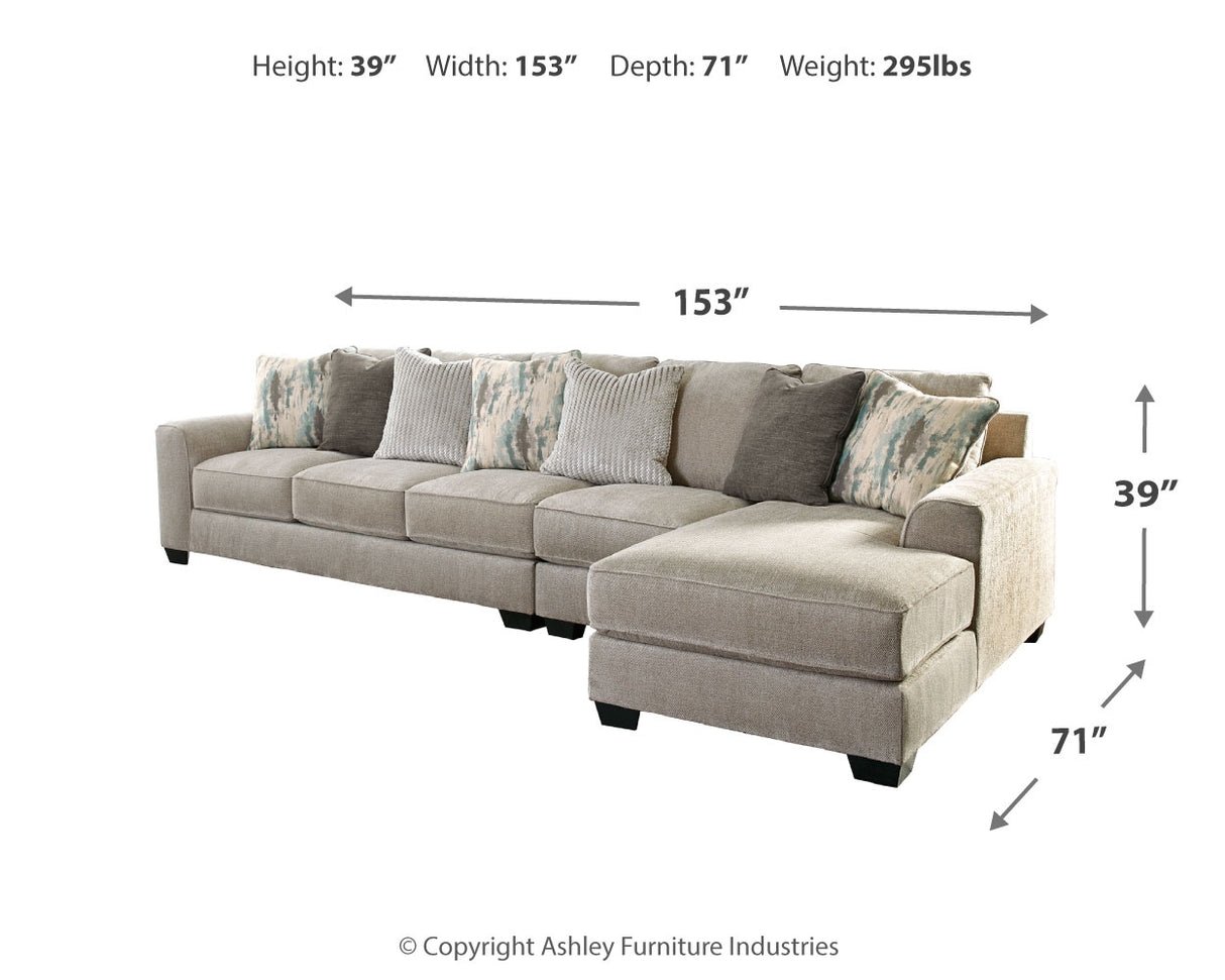 Ardsley 3-Piece Sectional with Ottoman in Pewter - PKG001217