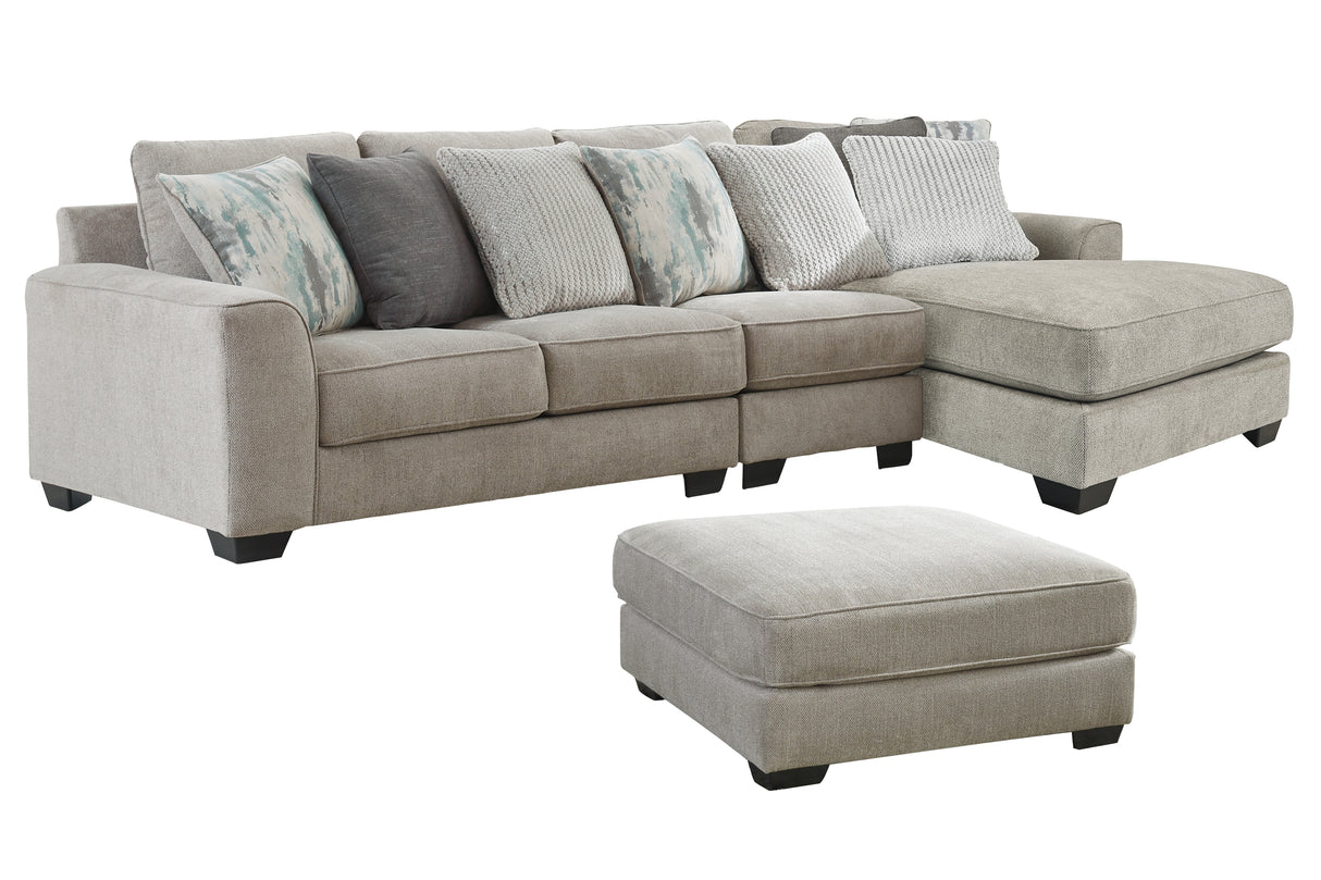 Ardsley 3-Piece Sectional with Ottoman in Pewter from Ashley - Luna Furniture