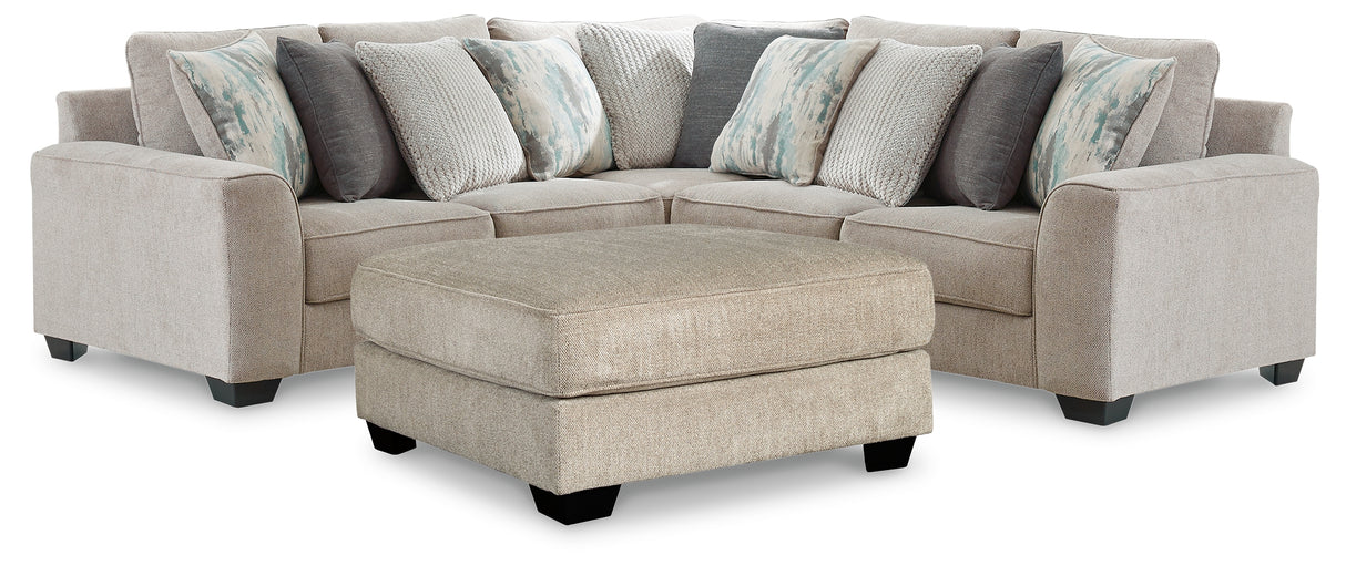 Ardsley 3-Piece Sectional with Ottoman in Pewter - PKG001228