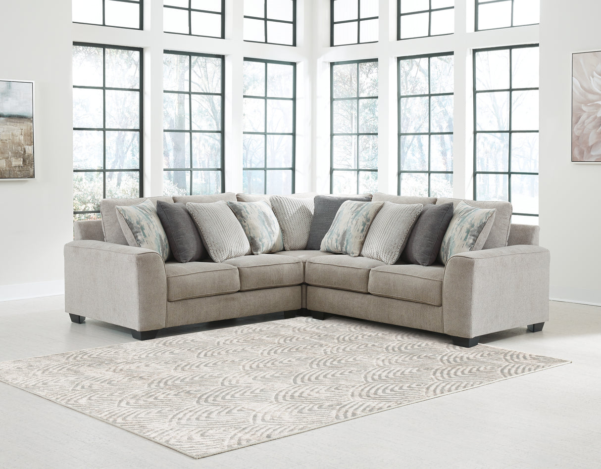 Ardsley 3-Piece Sectional with Ottoman in Pewter - PKG001228