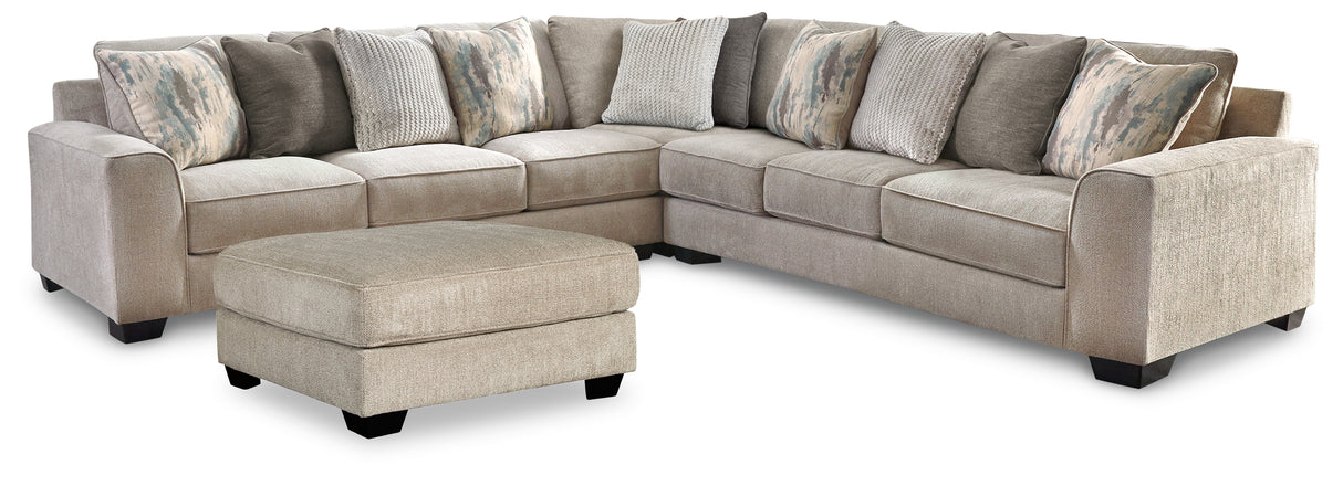 Ardsley 3-Piece Sectional with Ottoman in Pewter from Ashley - Luna Furniture