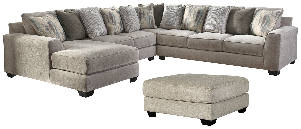 Ardsley 4-Piece Sectional with Ottoman in Pewter - PKG001211