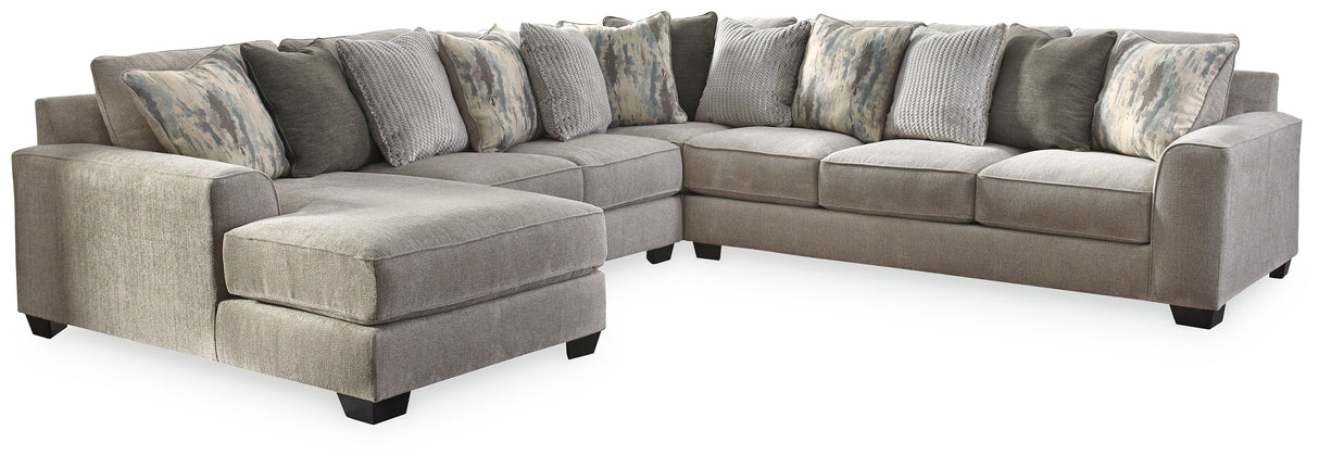 Ardsley 4-Piece Sectional with Ottoman in Pewter - PKG001211