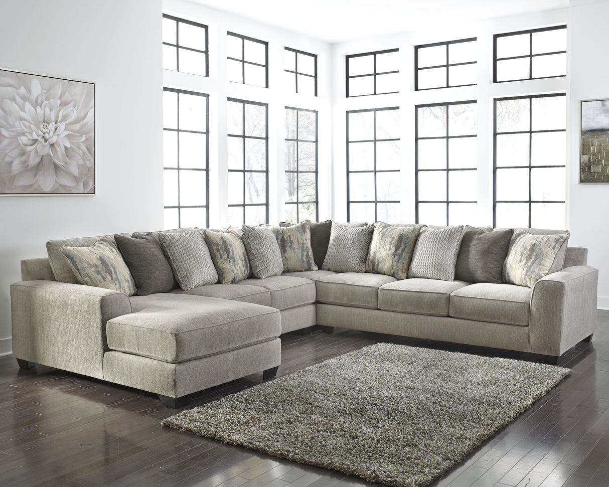 Ardsley 4-Piece Sectional with Ottoman in Pewter - PKG001211