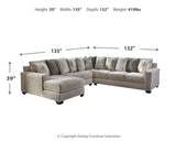 Ardsley 4-Piece Sectional with Ottoman in Pewter - PKG001211