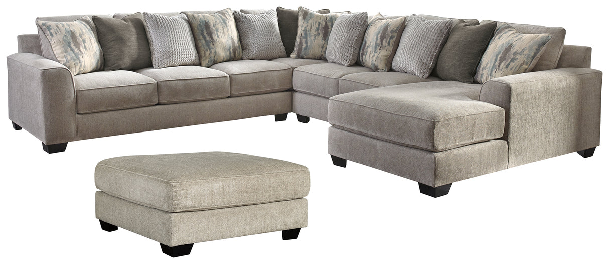 Ardsley 4-Piece Sectional with Ottoman in Pewter - PKG001212