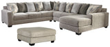 Ardsley 4-Piece Sectional with Ottoman in Pewter - PKG001212