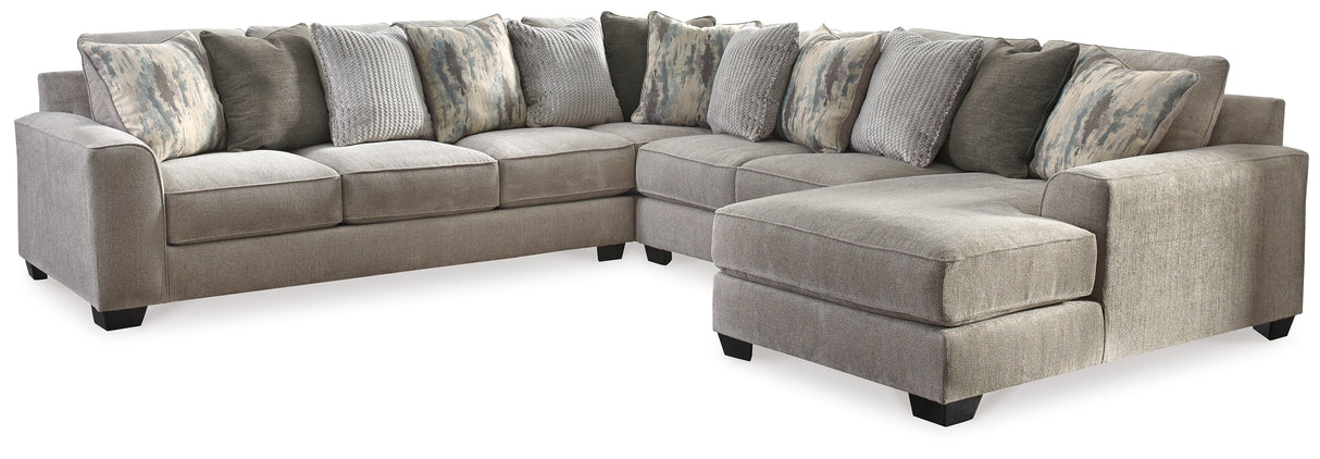 Ardsley 4-Piece Sectional with Ottoman in Pewter - PKG001212