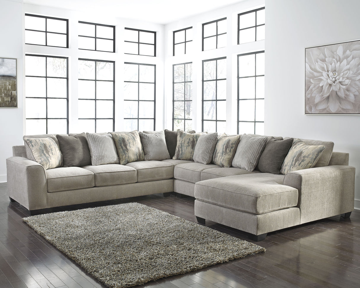 Ardsley 4-Piece Sectional with Ottoman in Pewter - PKG001212