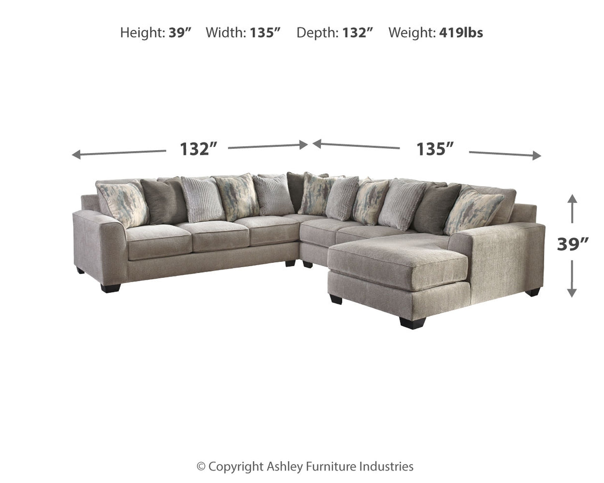 Ardsley 4-Piece Sectional with Ottoman in Pewter - PKG001212