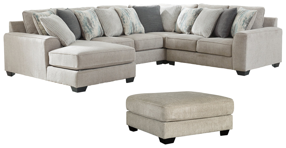 Ardsley 4-Piece Sectional with Ottoman in Pewter from Ashley - Luna Furniture