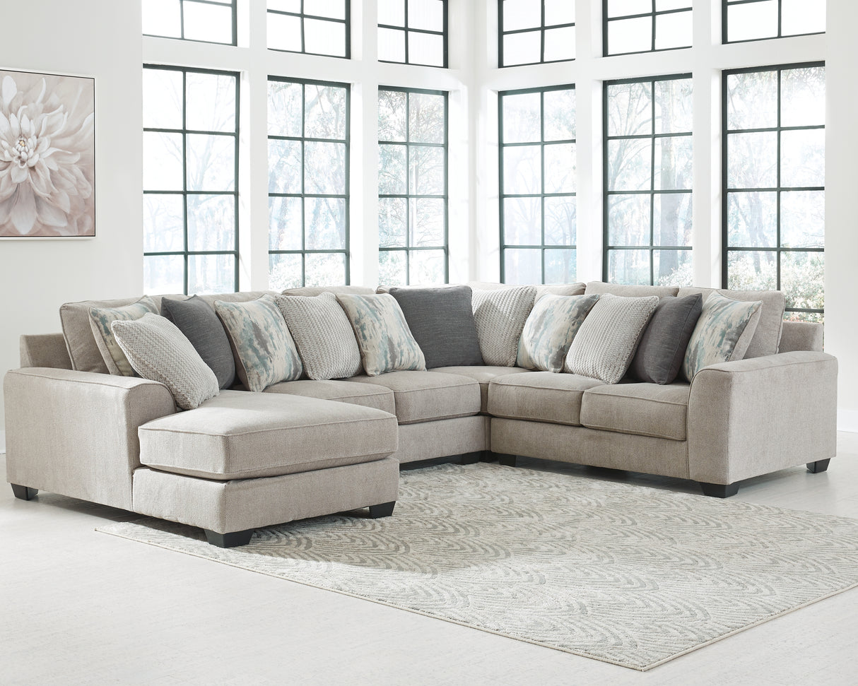 Ardsley 4-Piece Sectional with Ottoman in Pewter from Ashley - Luna Furniture