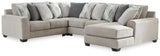 Ardsley 4-Piece Sectional with Ottoman in Pewter from Ashley - Luna Furniture