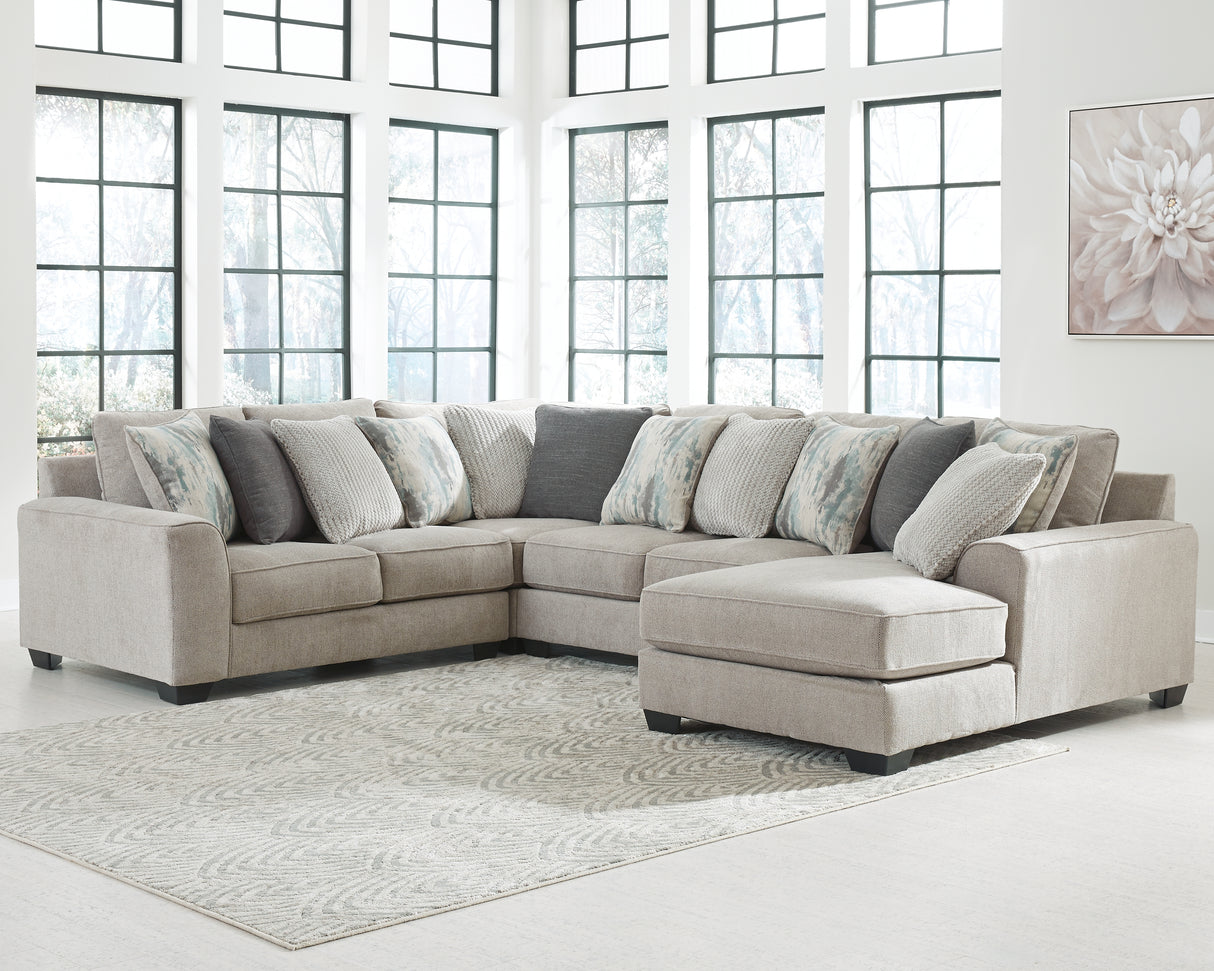 Ardsley 4-Piece Sectional with Ottoman in Pewter from Ashley - Luna Furniture