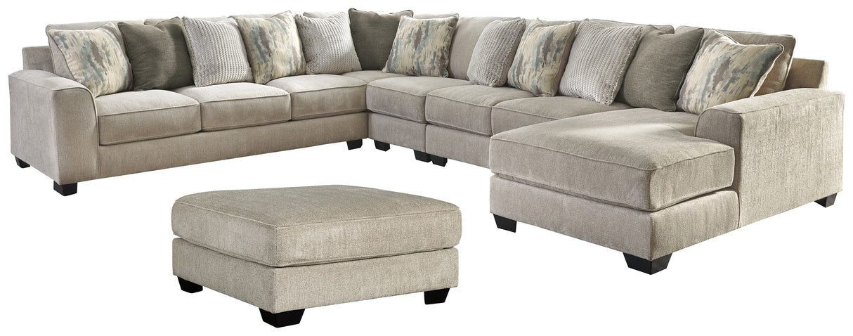 Ardsley 5-Piece Sectional with Ottoman in Pewter from Ashley - Luna Furniture