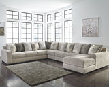 Ardsley 5-Piece Sectional with Ottoman in Pewter from Ashley - Luna Furniture