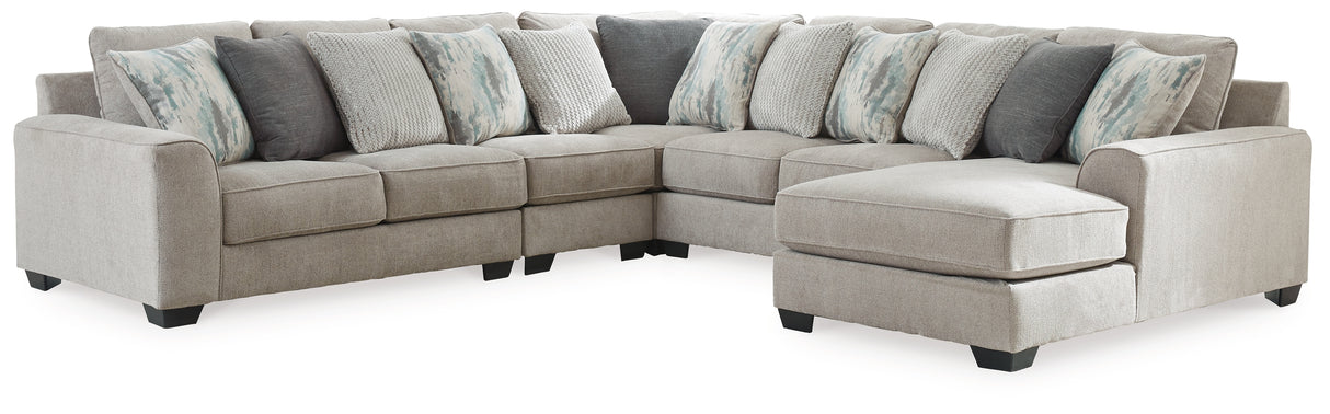 Ardsley 5-Piece Sectional with Ottoman in Pewter - PKG001227