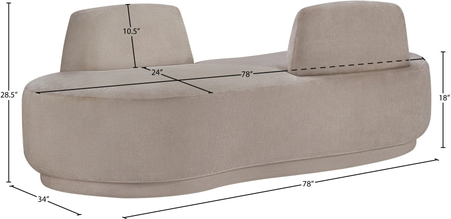 Argyle Chenille Fabric Chaise/Loveseat Beige from Meridian - Luna Furniture