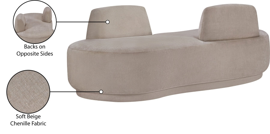 Argyle Chenille Fabric Chaise/Loveseat Beige from Meridian - Luna Furniture