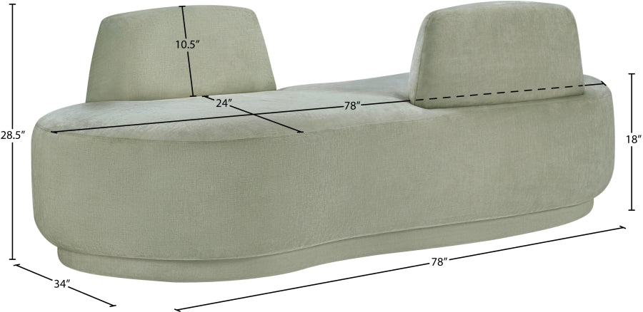 Argyle Chenille Fabric Chaise/Loveseat Mint from Meridian - Luna Furniture