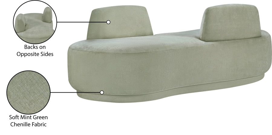 Argyle Chenille Fabric Chaise/Loveseat Mint from Meridian - Luna Furniture