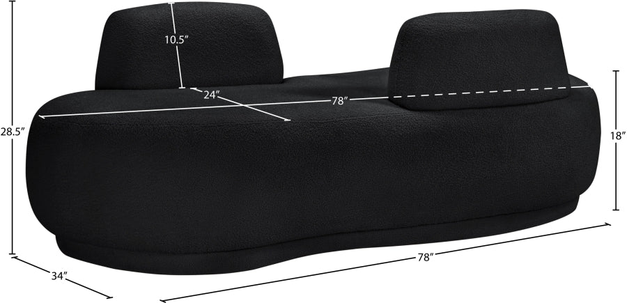 Argyle Teddy Fabric Chaise/Loveseat Black from Meridian - Luna Furniture