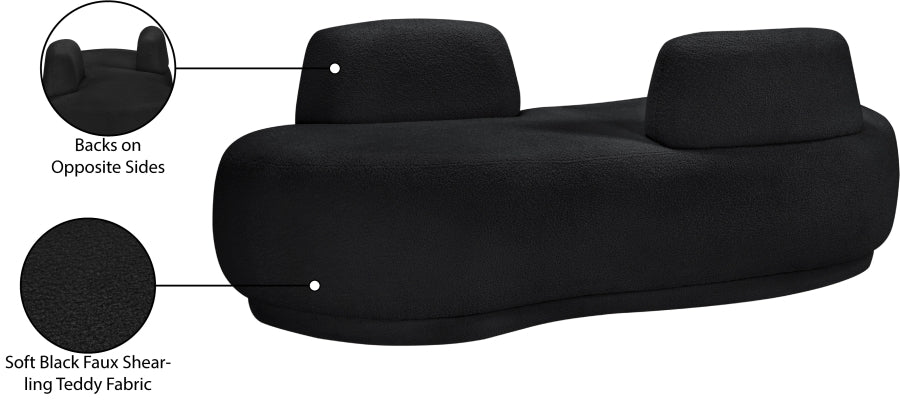 Argyle Teddy Fabric Chaise/Loveseat Black from Meridian - Luna Furniture