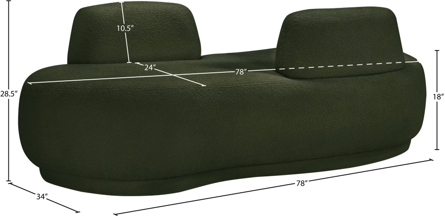 Argyle Teddy Fabric Chaise/Loveseat Green from Meridian - Luna Furniture