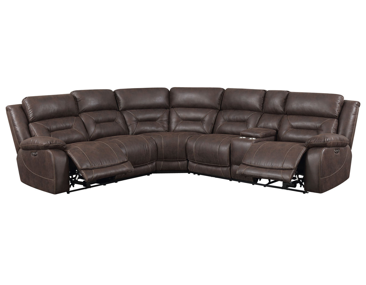 Aria 3-Piece Dual-Power Reclining Sectional, Saddle Brown from Steve Silver - Luna Furniture