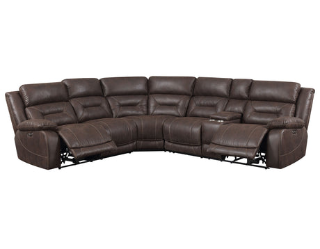 Aria 3-Piece Dual-Power Reclining Sectional, Saddle Brown - SET | AA800LALBN | AA800WEBN | AA800RALBN