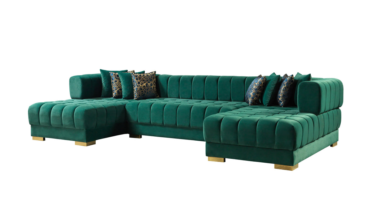 Ariana Green Velvet Double Chaise Sectional - ARIANAGREEN-SEC